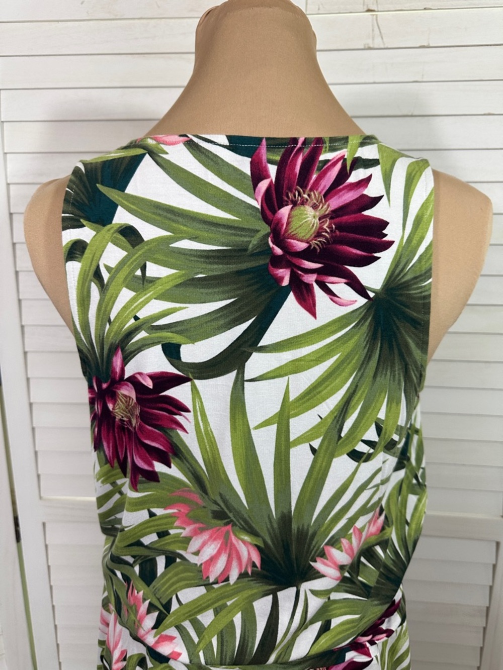 Tommy Bahama Tank Dress Size SP Proteia Garden Palm Floral Print Ruched Blouson - Picture 8 of 10